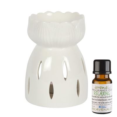 Lotus Flower Oil Burner White With FREE 10ml Relaxing Fragrance Oil